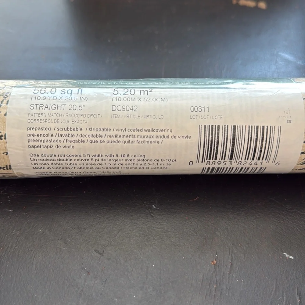 Imperial Prepasted Wallpaper Vintage Script - Sealed Roll - Picture 3 of 3